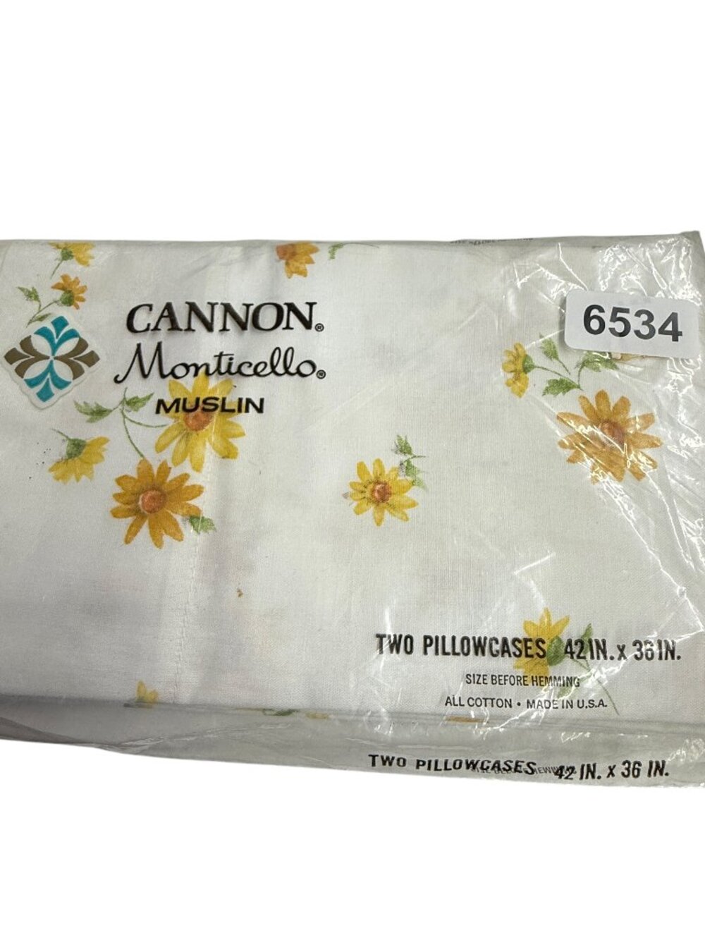 New‎ Deadstock Cannon Monticello Muslin Daisy Blossom Pillowcases Two Standard
